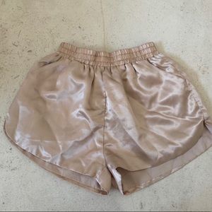 Pale pink satin shorts